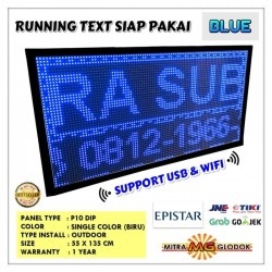 Running Text P10 Outdoor Single Color Siap Pakai WIFI + USB | BLUE - 100 x 50 cm